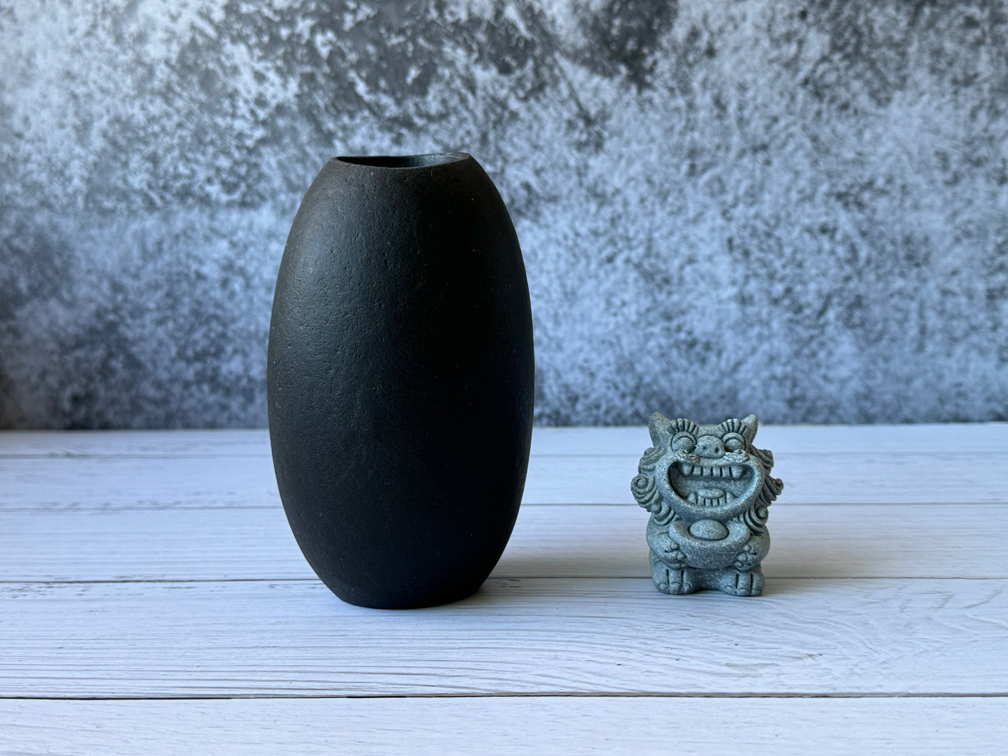 "Midnight" - Handmade Natural Riverstone Vase