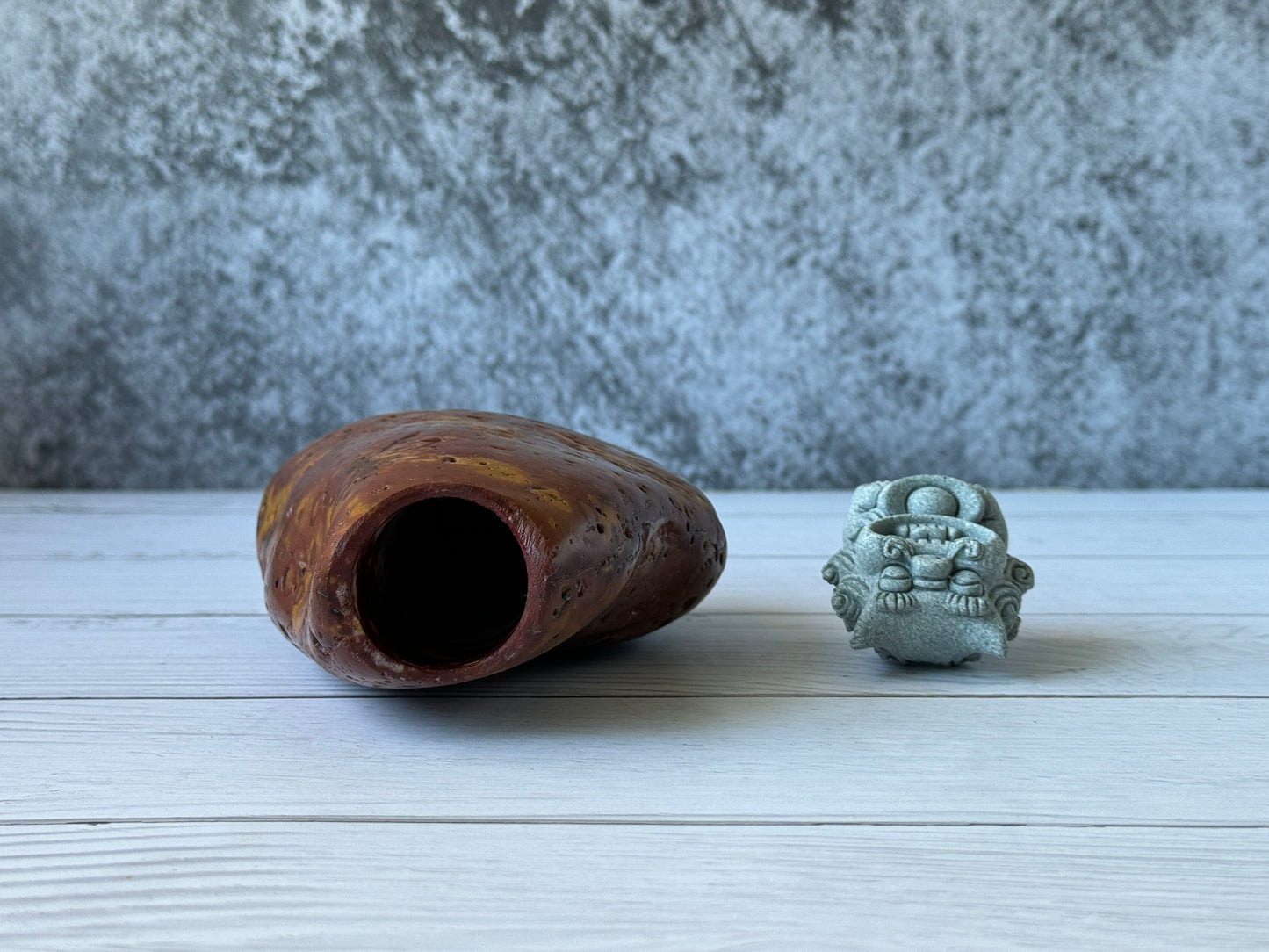 "Sunset Ember" - Handmade Natural Riverstone Vase