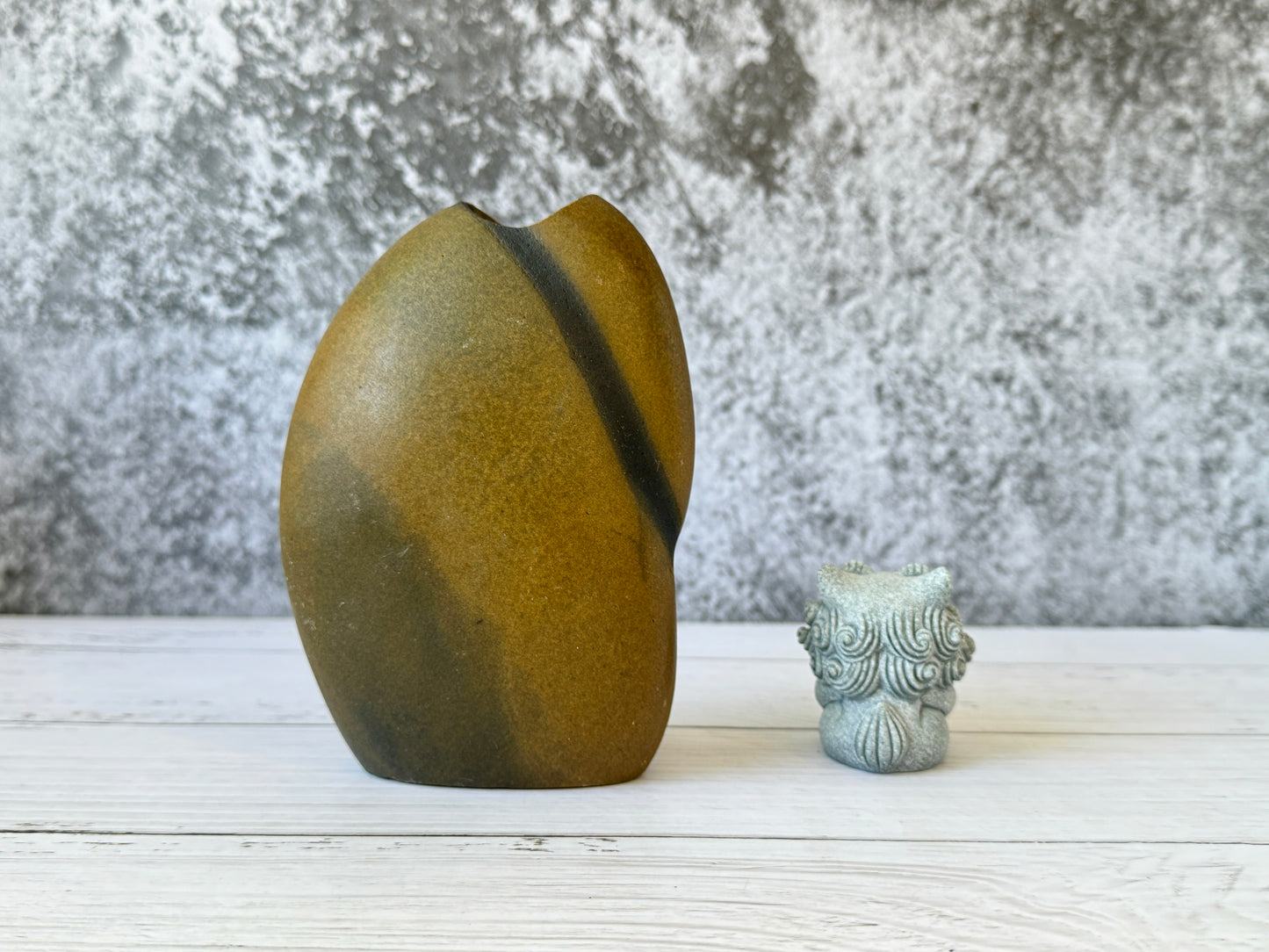 "Zenith Stripe" - Handmade Natural Riverstone Vase