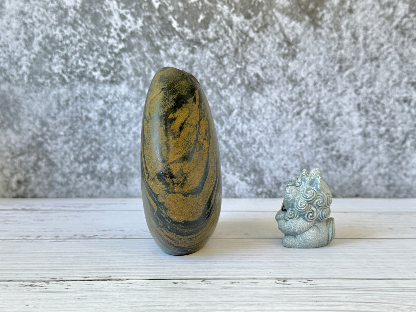 "Tiger's Charm" - Handmade Natural Riverstone Vase