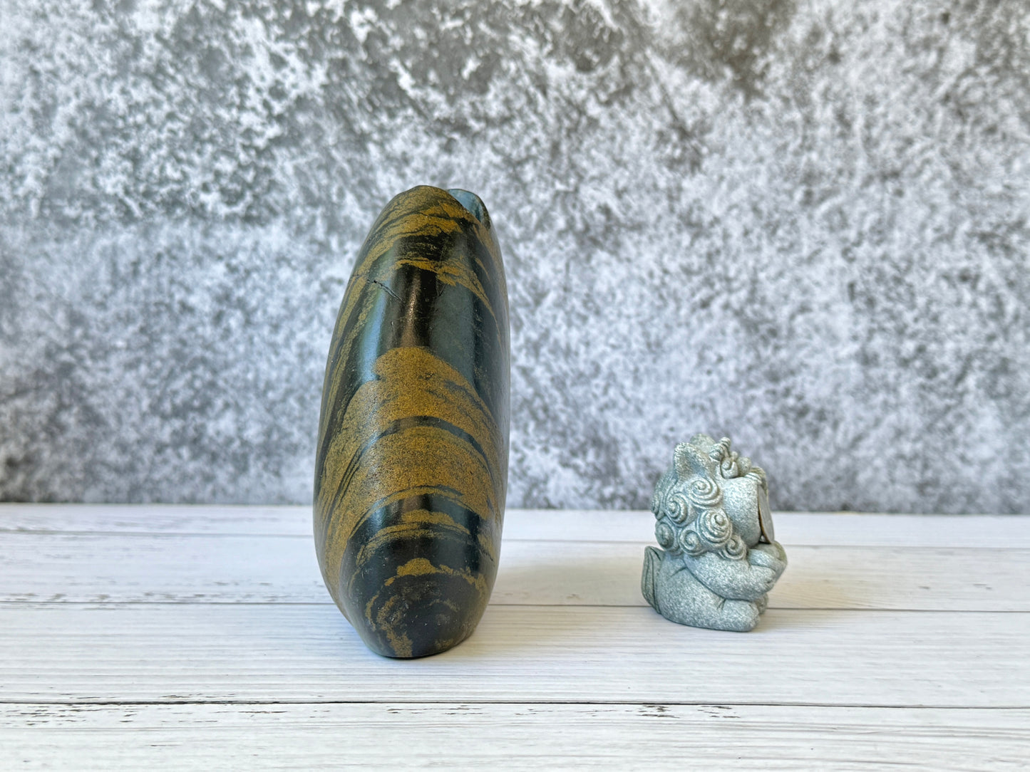 "Tiger's Charm" - Handmade Natural Riverstone Vase