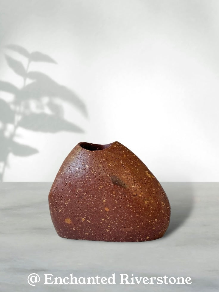 "Terra Cotta Dream" - Handmade Natural Riverstone Vase