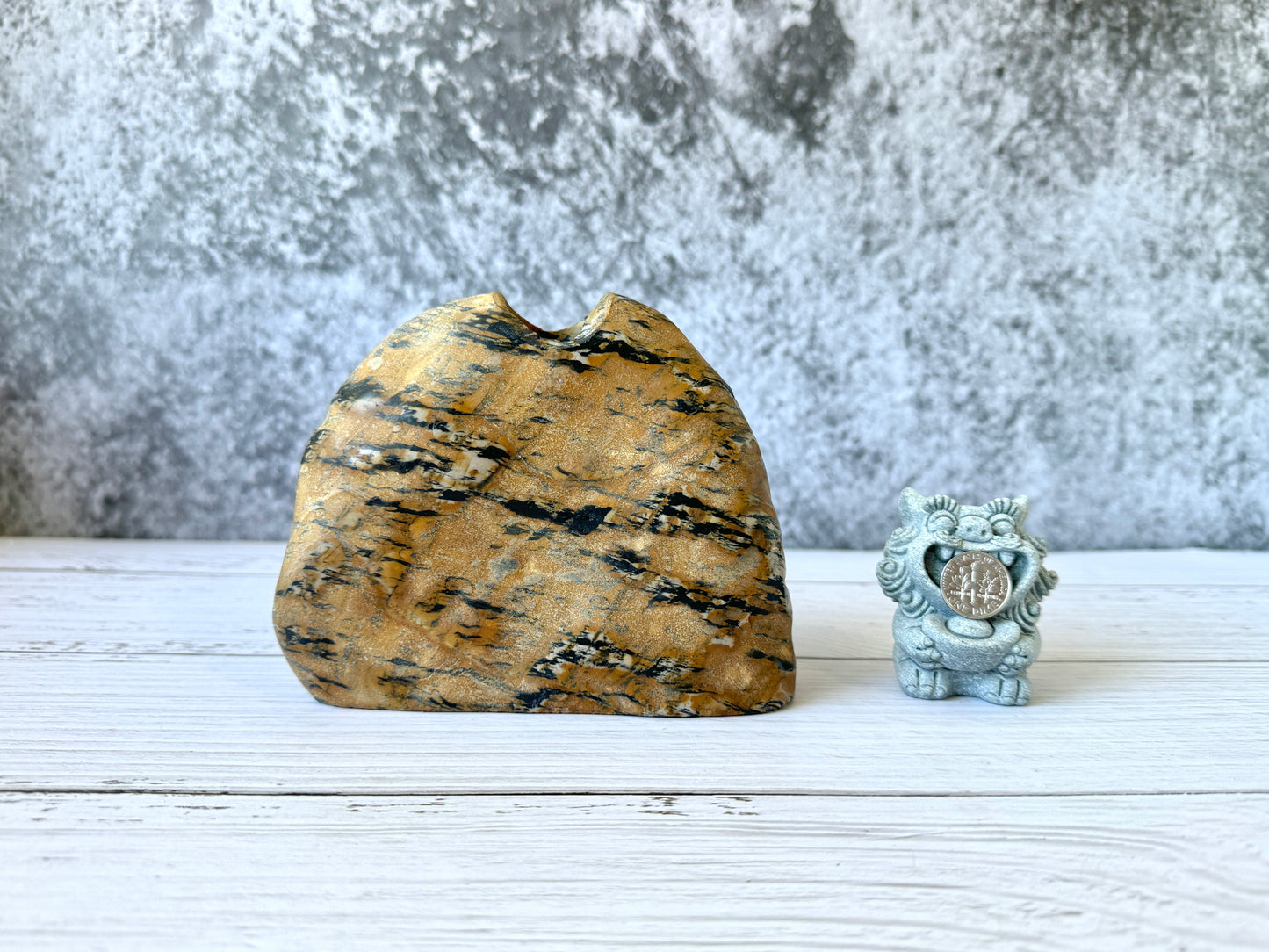 "Tiger’s Watch" - Handmade Natural Riverstone Vase
