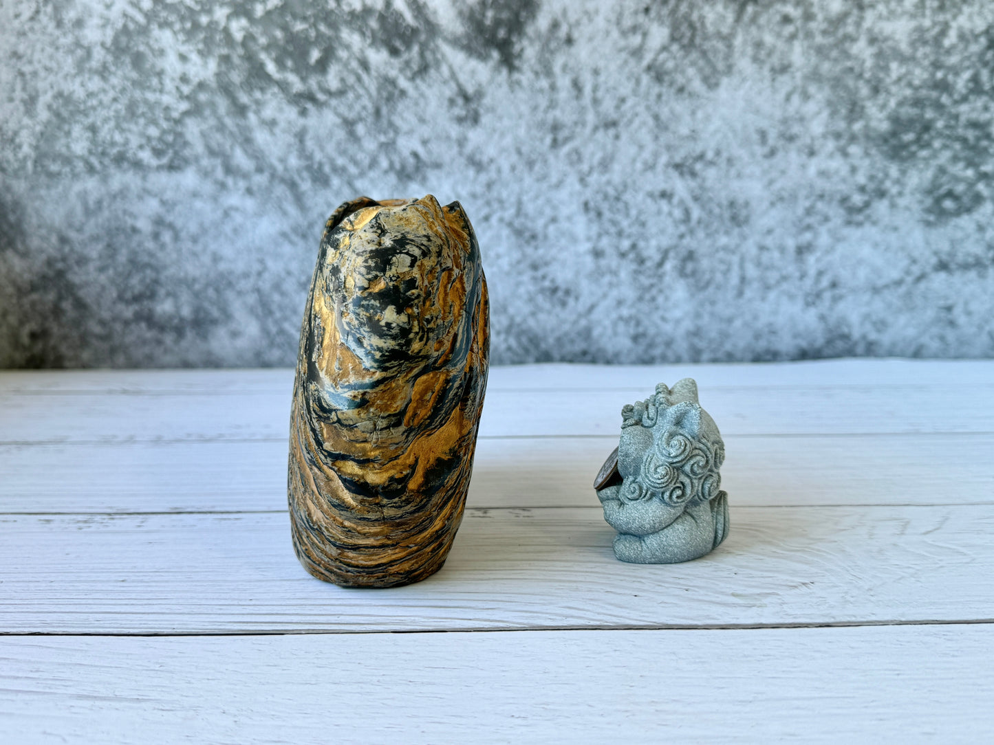 "Crouching Tiger" - Handmade Natural Riverstone Vase