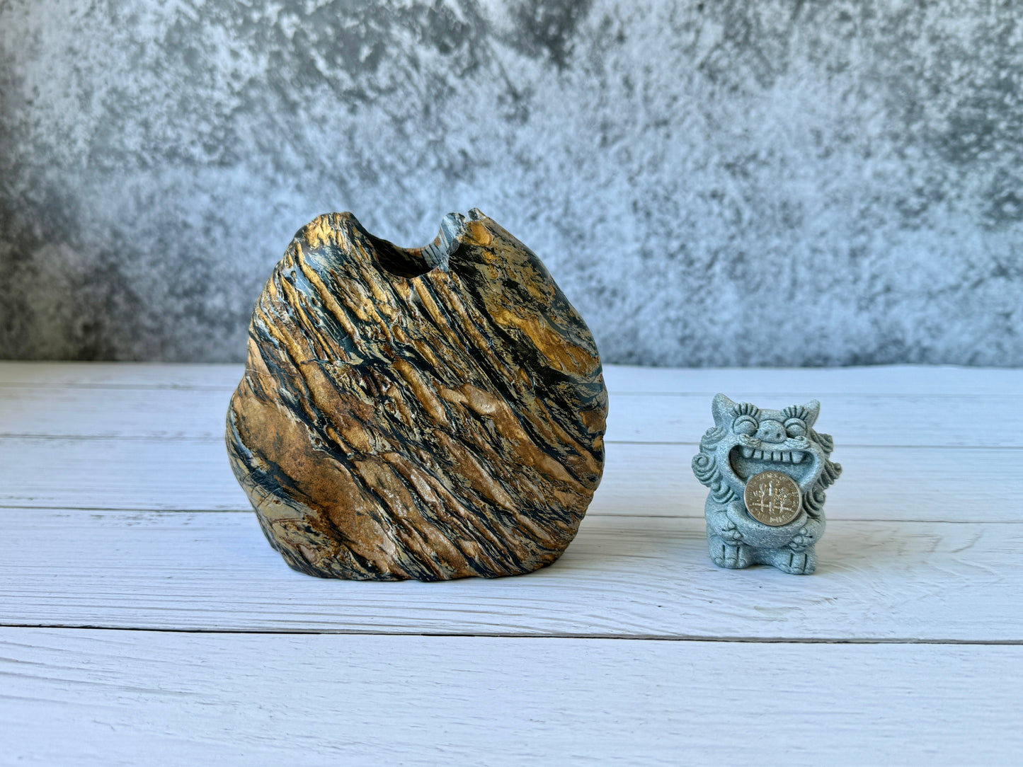 "Crouching Tiger" - Handmade Natural Riverstone Vase