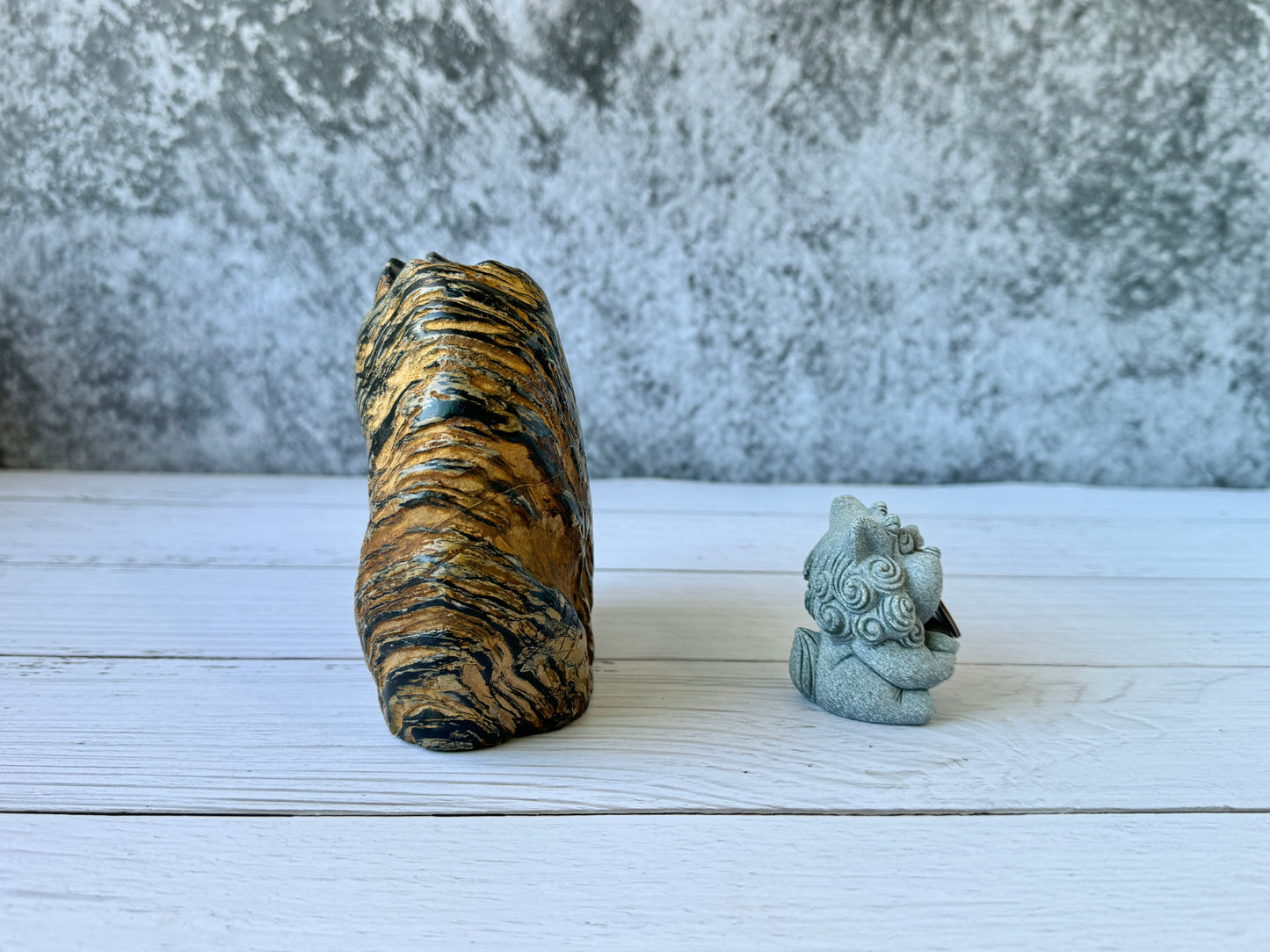 "Crouching Tiger" - Handmade Natural Riverstone Vase