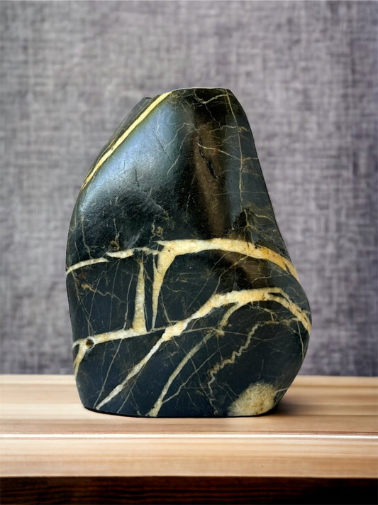 "Golden Strata" - Handmade Natural Riverstone Vase