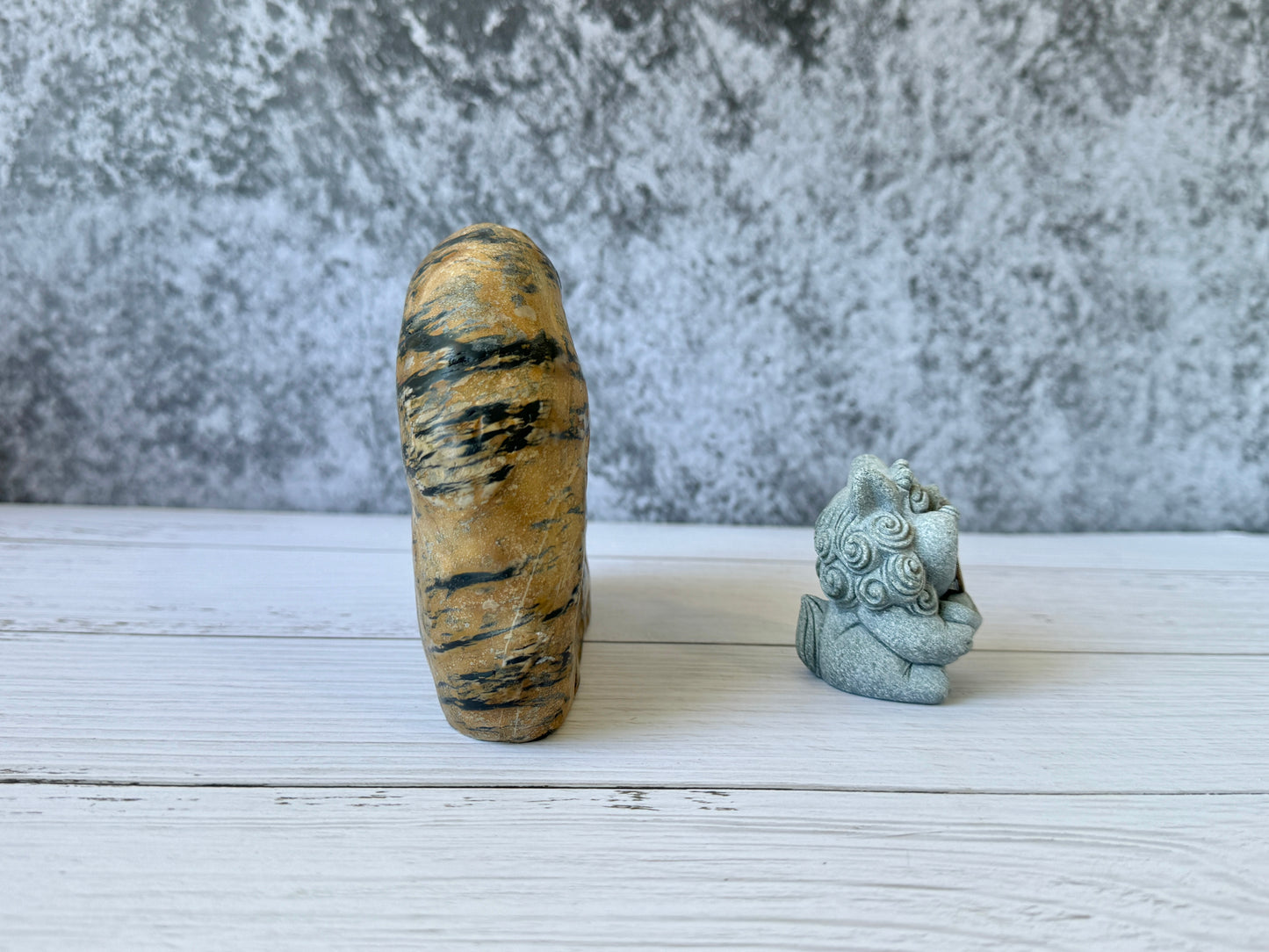 "Tiger’s Watch" - Handmade Natural Riverstone Vase