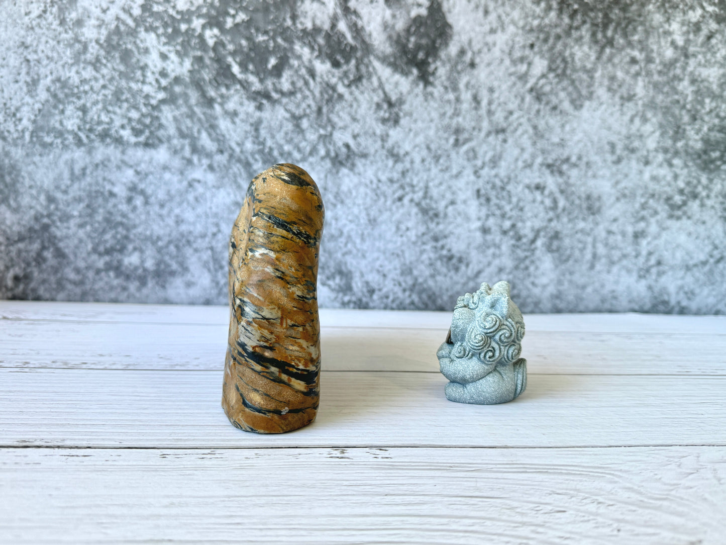 "Tiger’s Watch" - Handmade Natural Riverstone Vase