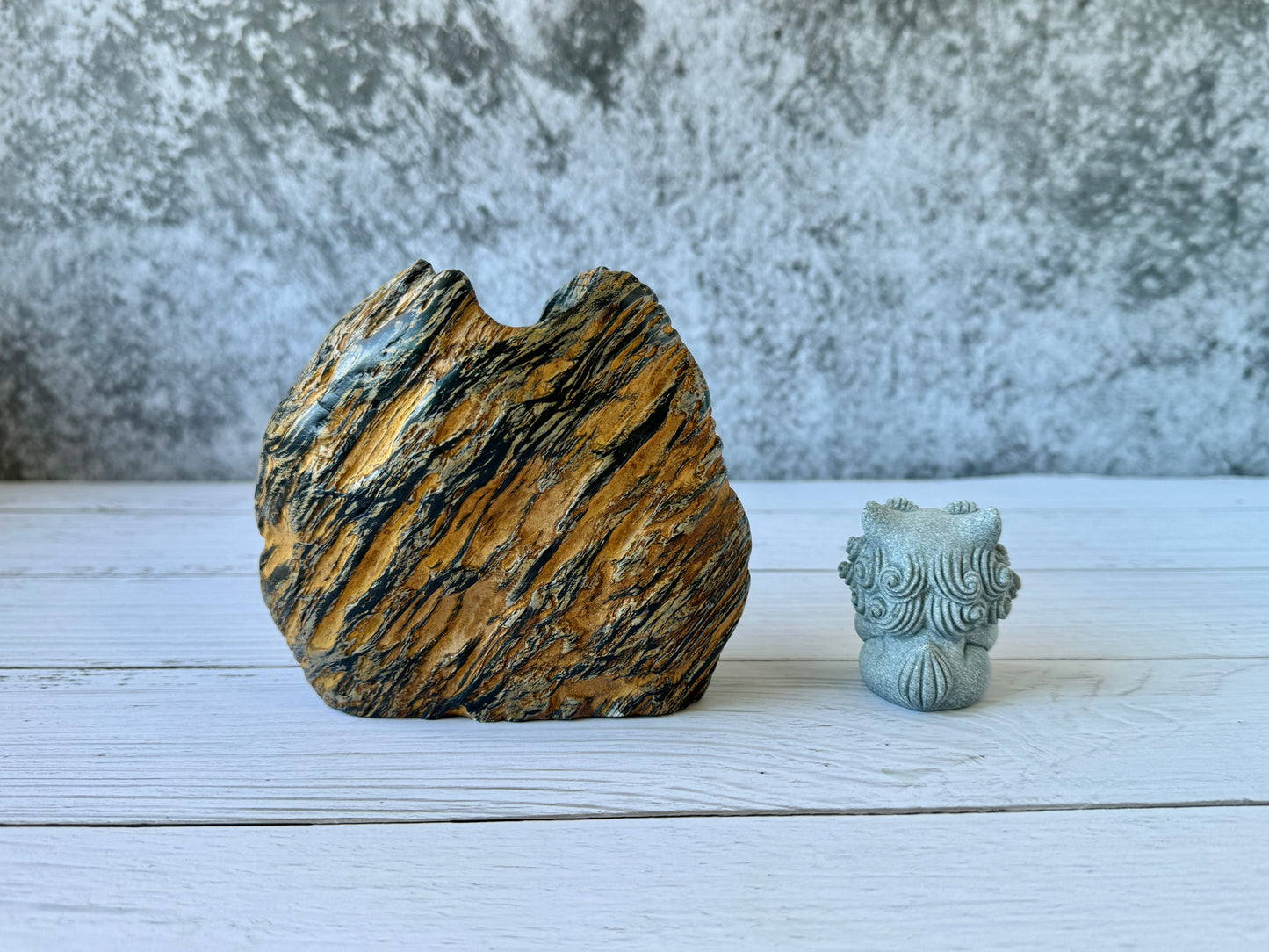 "Crouching Tiger" - Handmade Natural Riverstone Vase