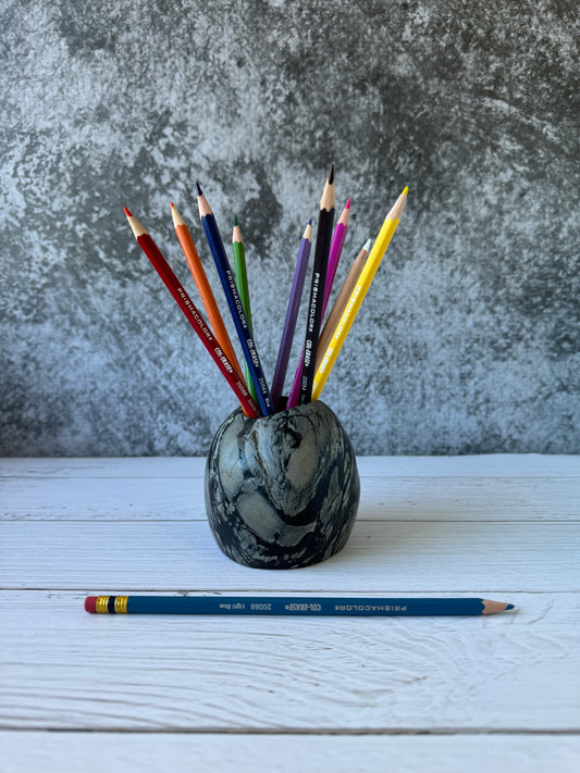 "Ink Marble" - Handmade Natural Riverstone Vase