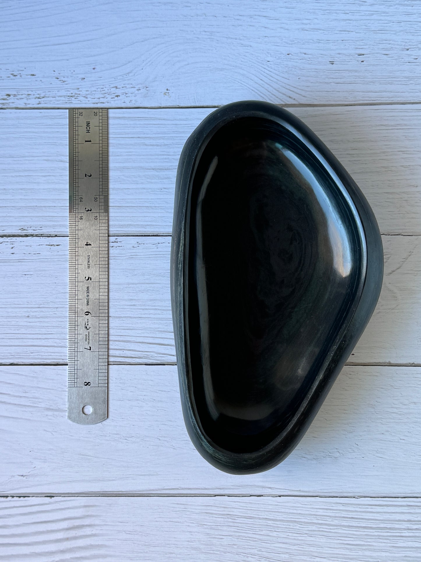 "Nocturnal Swirl" - Hand-carved stone bowl | Riverstone dish | Rock plate | Serving tray | Catch-all | Trinket tray | Birdbath