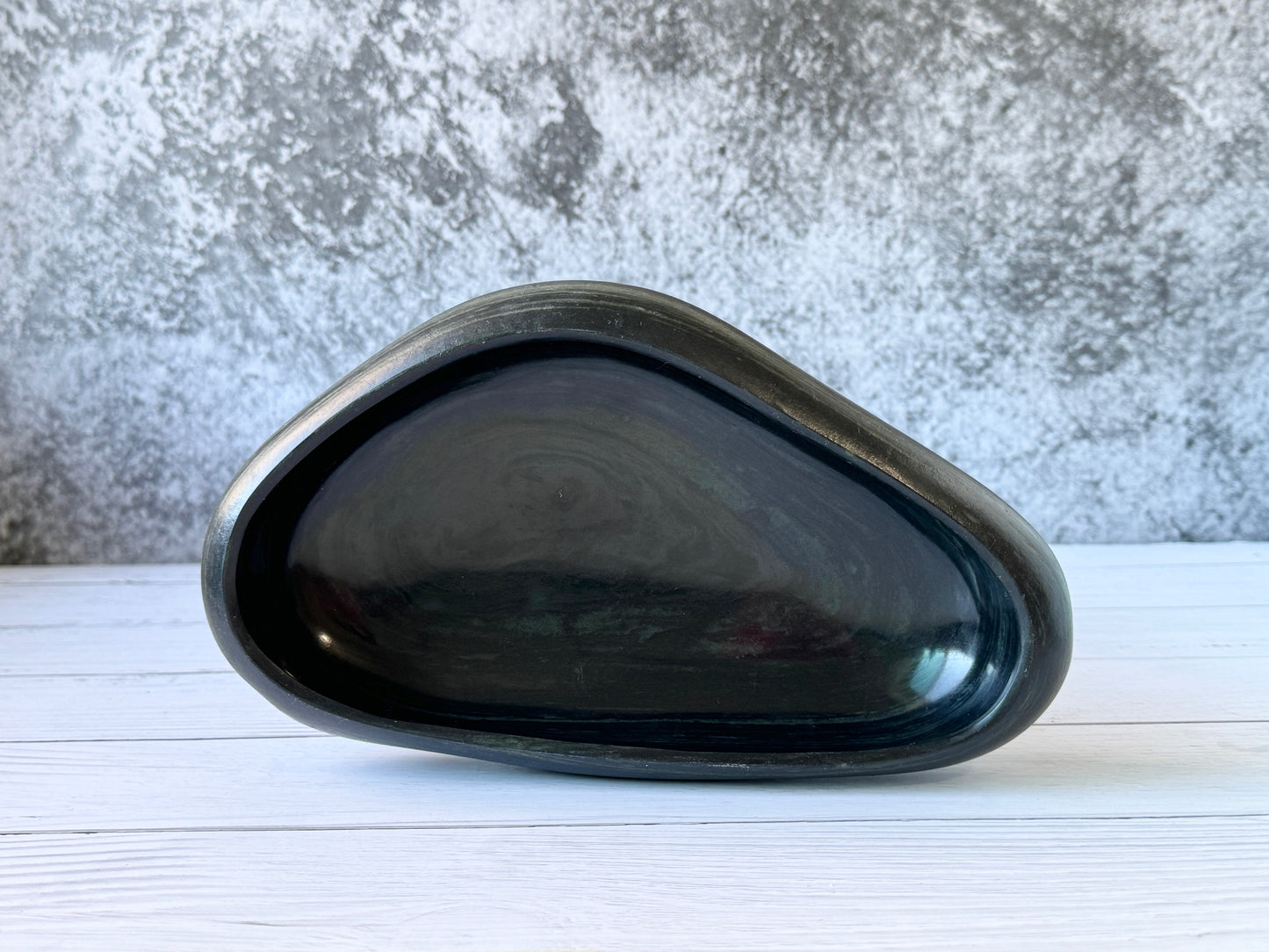 "Nocturnal Swirl" - Hand-carved stone bowl | Riverstone dish | Rock plate | Serving tray | Catch-all | Trinket tray | Birdbath