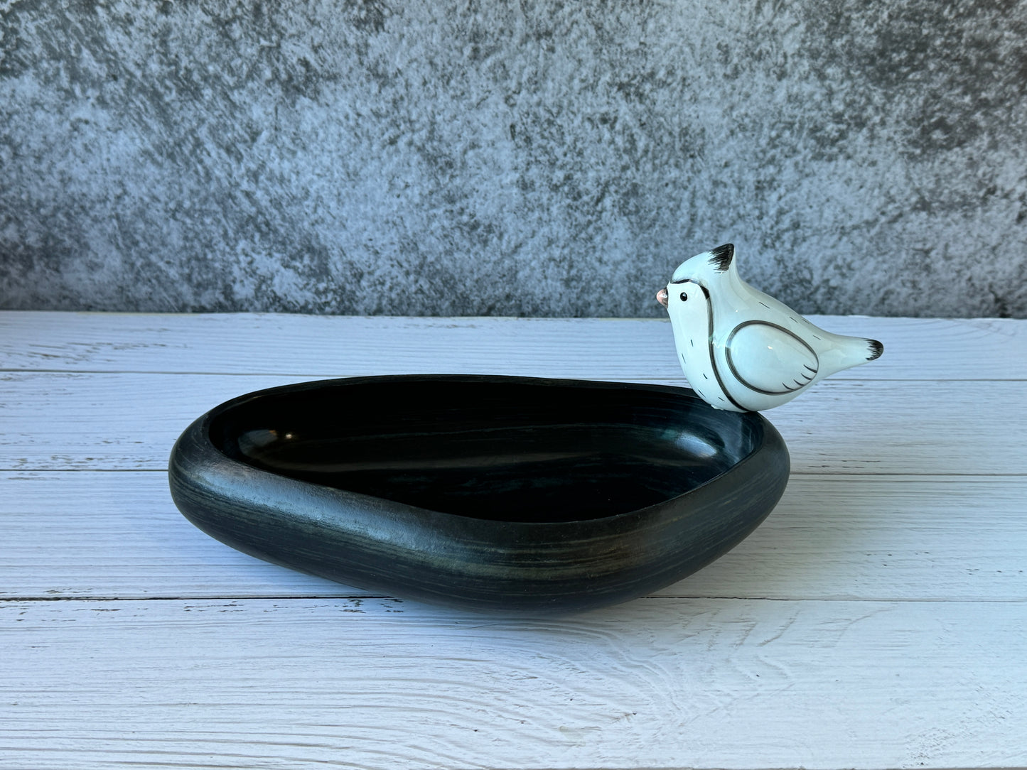 "Nocturnal Swirl" - Hand-carved stone bowl | Riverstone dish | Rock plate | Serving tray | Catch-all | Trinket tray | Birdbath