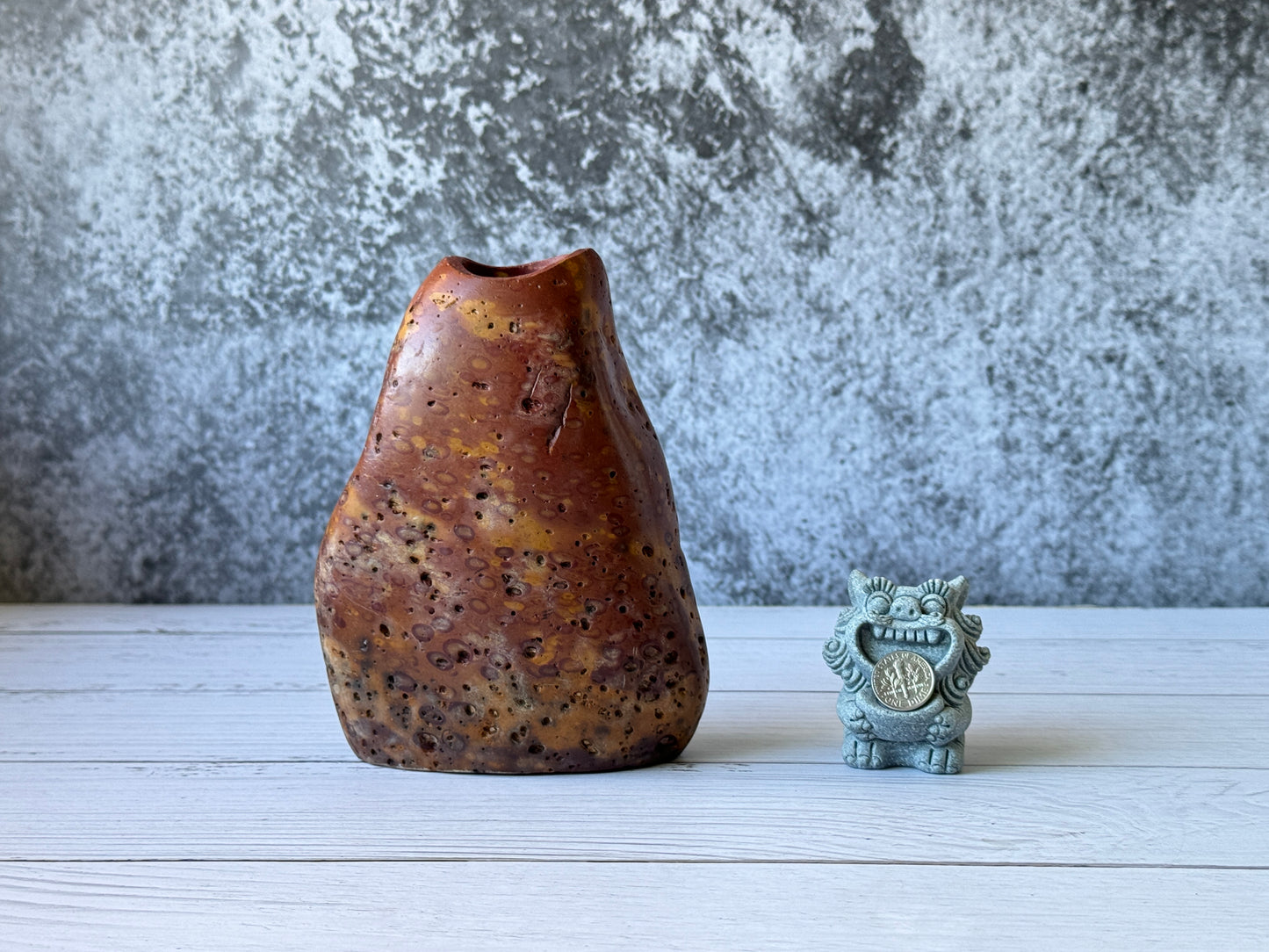 "Sunset Ember" - Handmade Natural Riverstone Vase