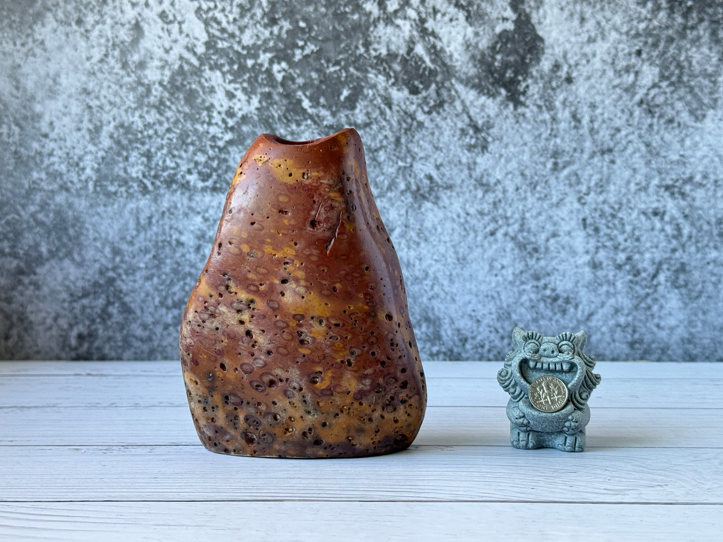 "Sunset Ember" - Handmade Natural Riverstone Vase