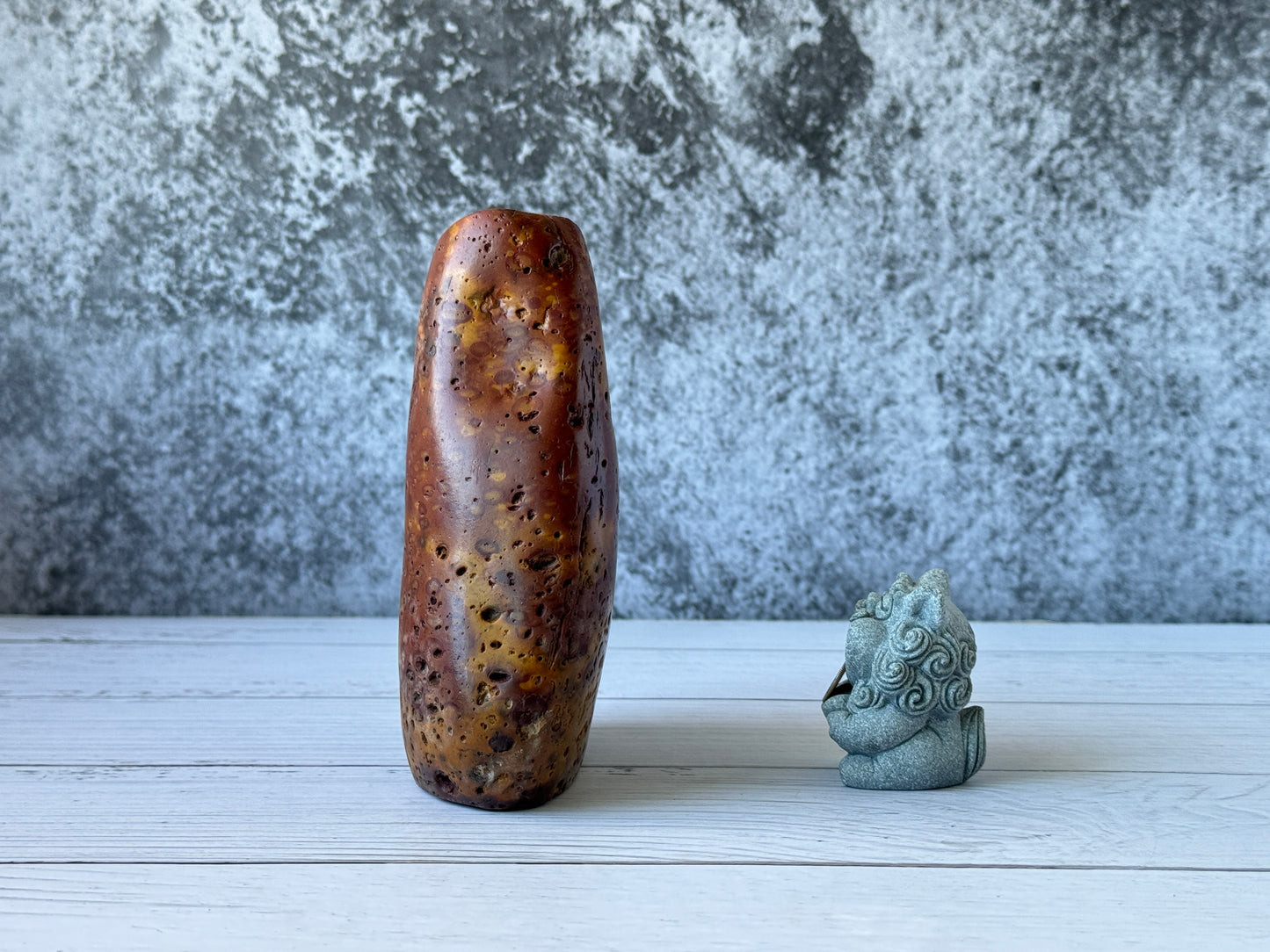 "Sunset Ember" - Handmade Natural Riverstone Vase