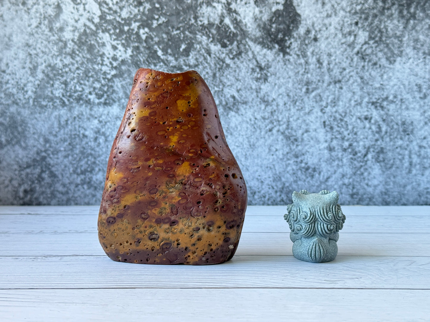 "Sunset Ember" - Handmade Natural Riverstone Vase