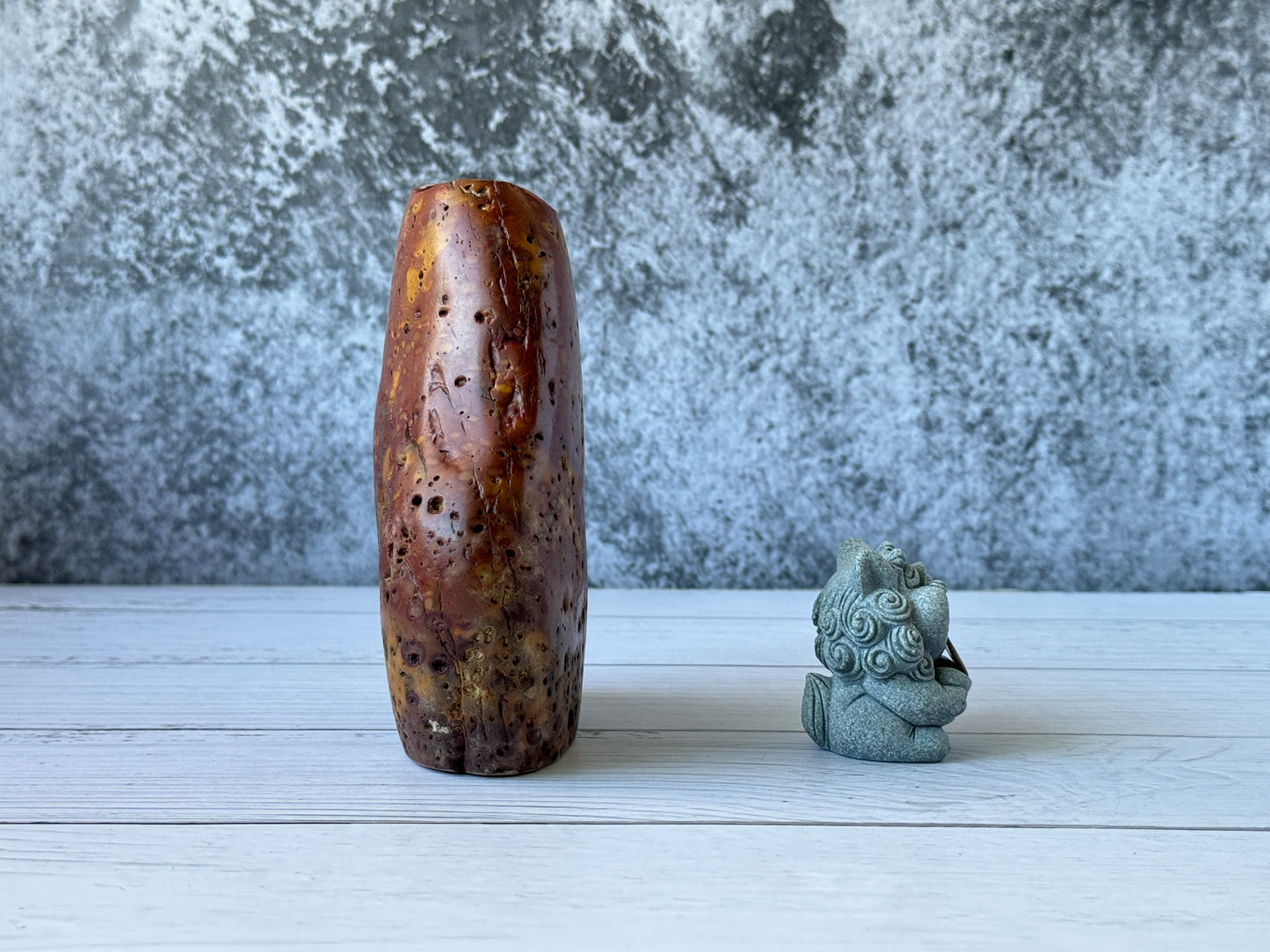 "Sunset Ember" - Handmade Natural Riverstone Vase