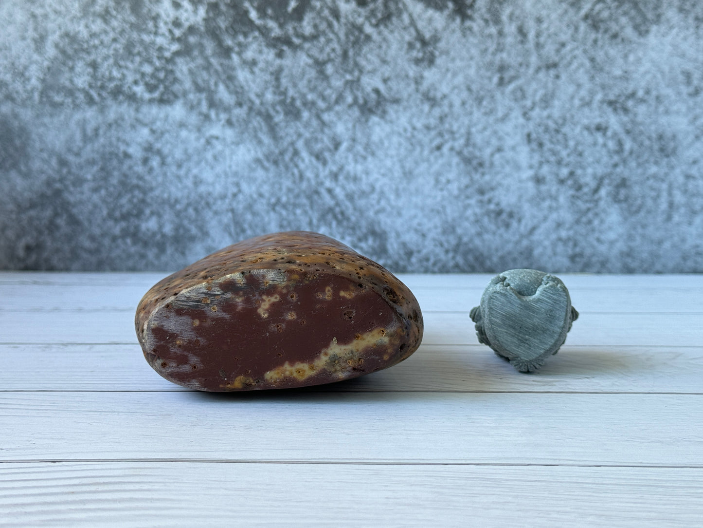 "Sunset Ember" - Handmade Natural Riverstone Vase