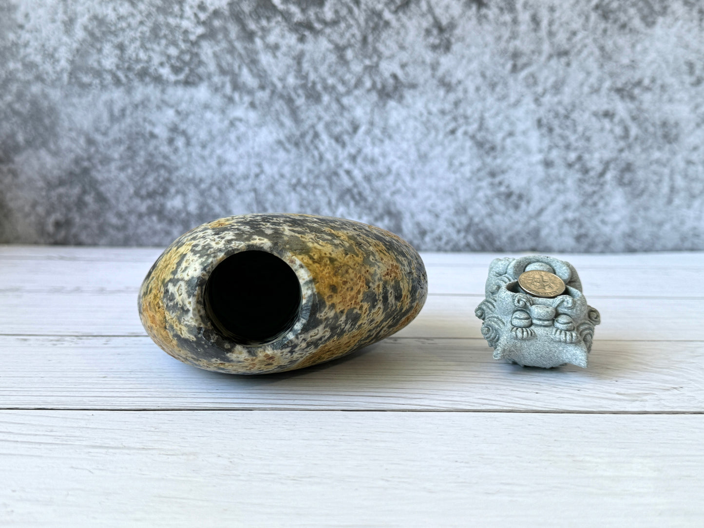 "Galactic Mosaic" - Handmade Natural Riverstone Vase | Bud vase | Rock art