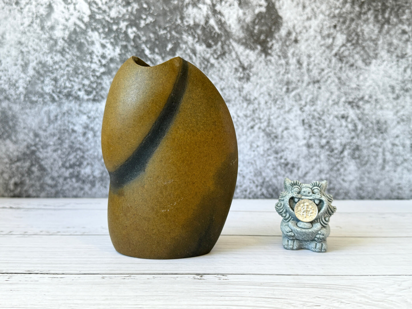"Zenith Stripe" - Handmade Natural Riverstone Vase