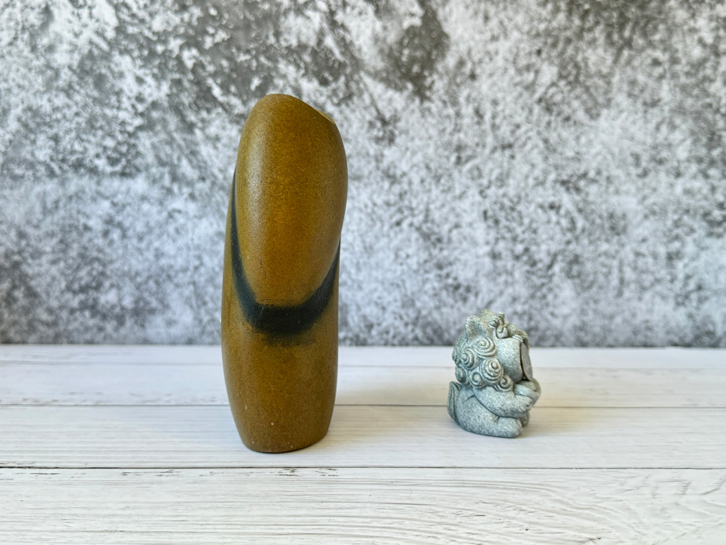 "Zenith Stripe" - Handmade Natural Riverstone Vase