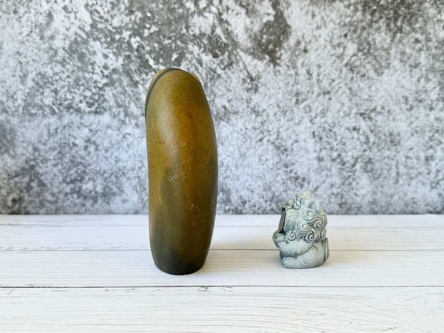 "Zenith Stripe" - Handmade Natural Riverstone Vase