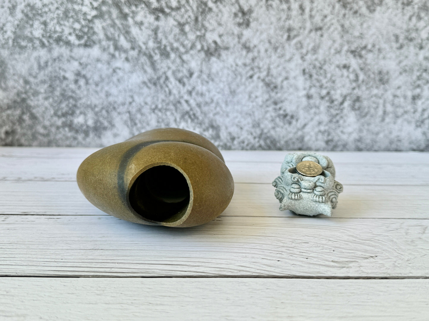 "Zenith Stripe" - Handmade Natural Riverstone Vase