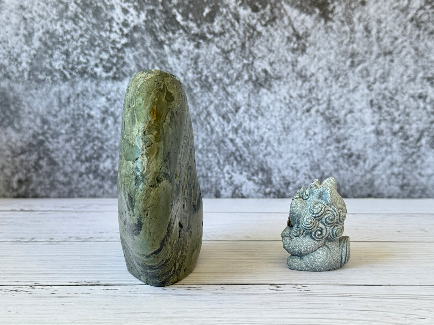 "Mystic Green" - Handmade Natural Riverstone Vase | Bud vase | Rock art