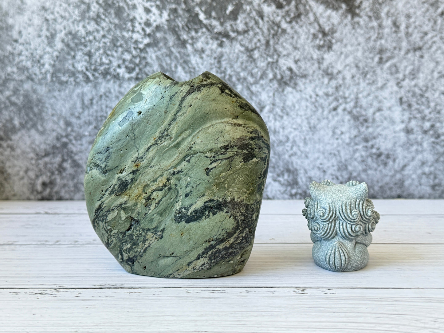 "Mystic Green" - Handmade Natural Riverstone Vase | Bud vase | Rock art