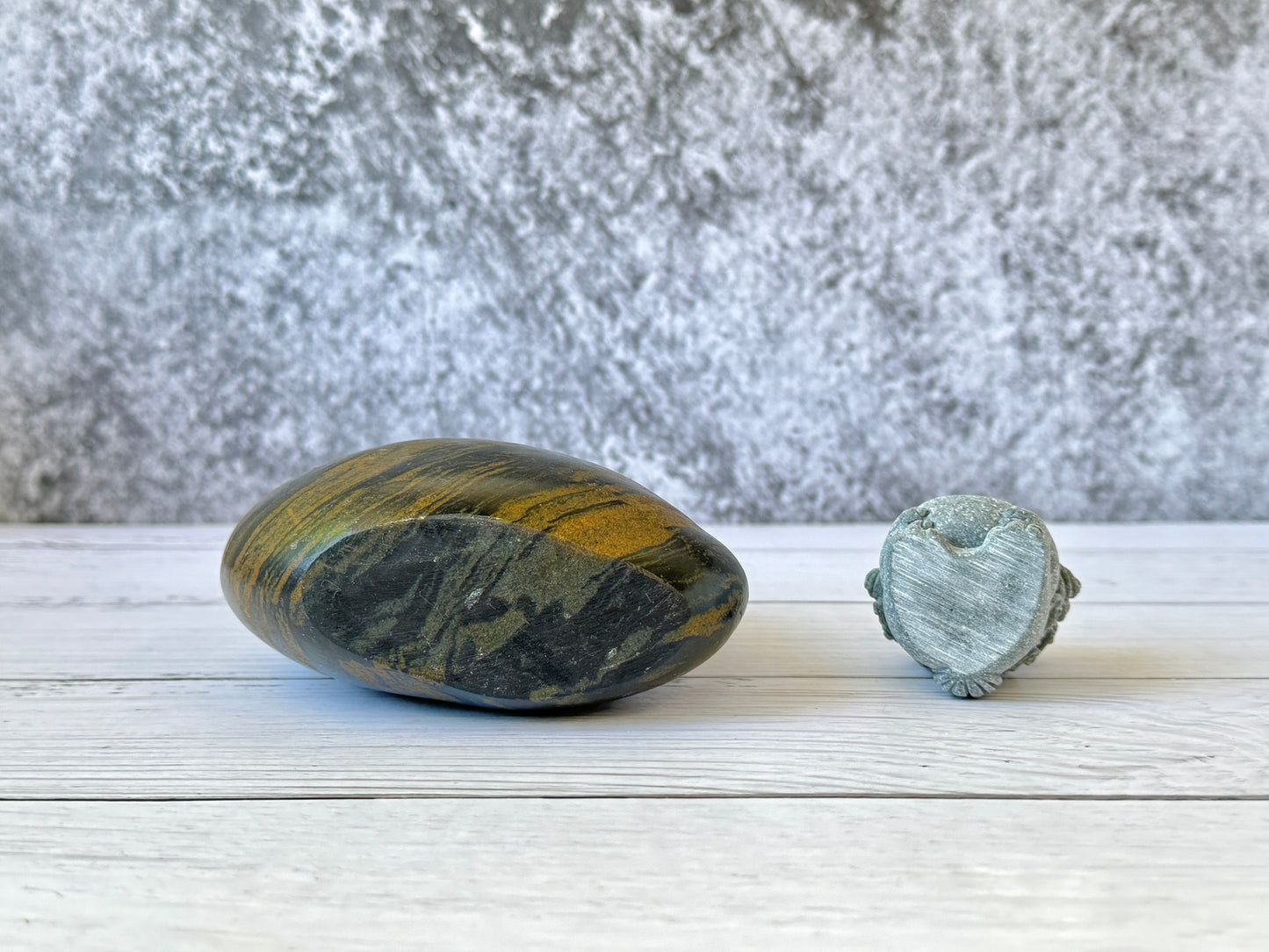 "Tiger's Charm" - Handmade Natural Riverstone Vase