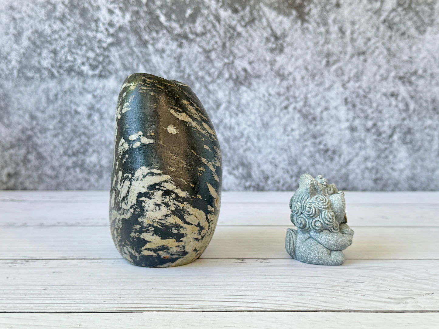 "Black Forest" - Handmade Natural Riverstone Vase