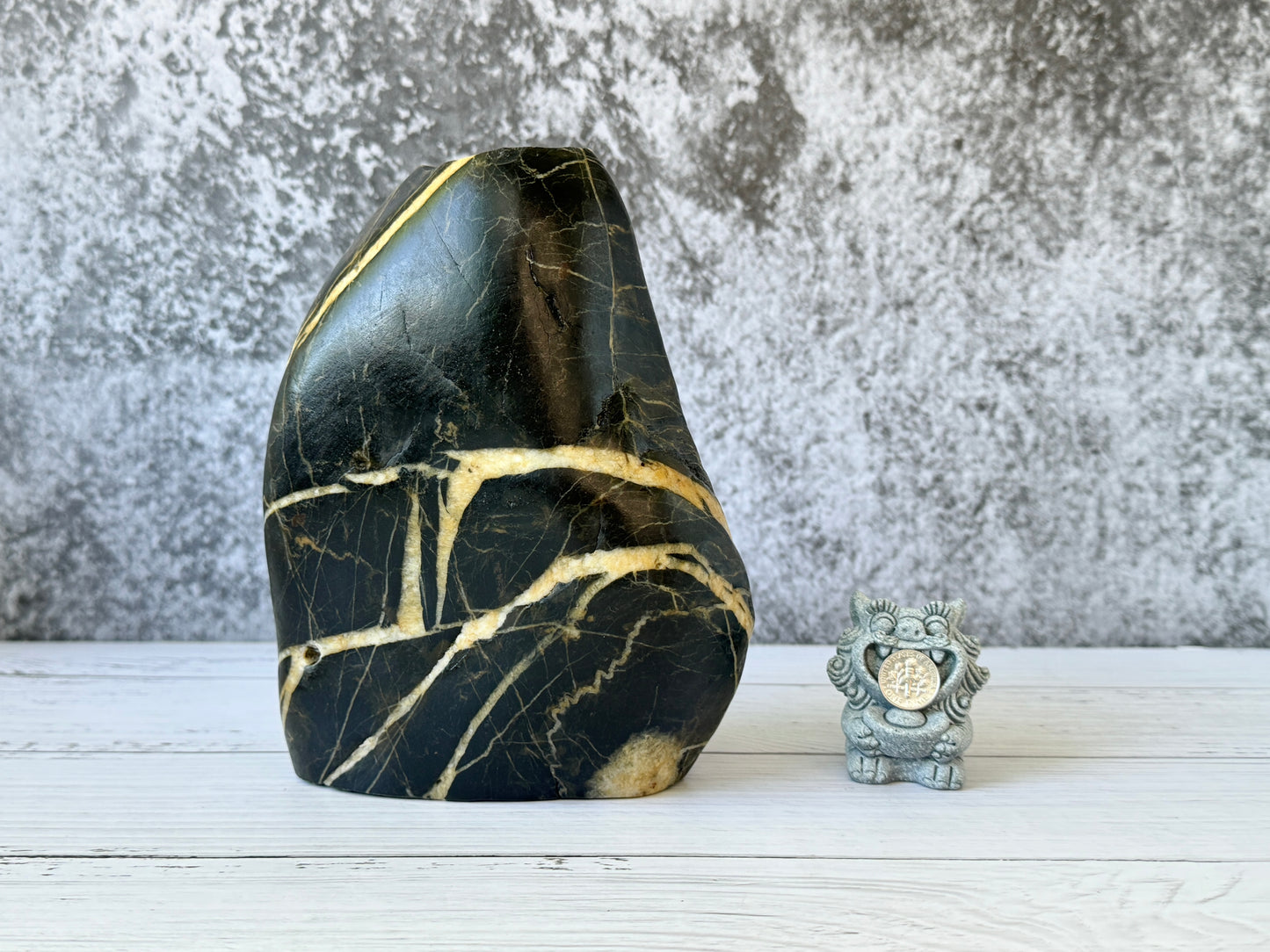"Golden Strata" - Handmade Natural Riverstone Vase