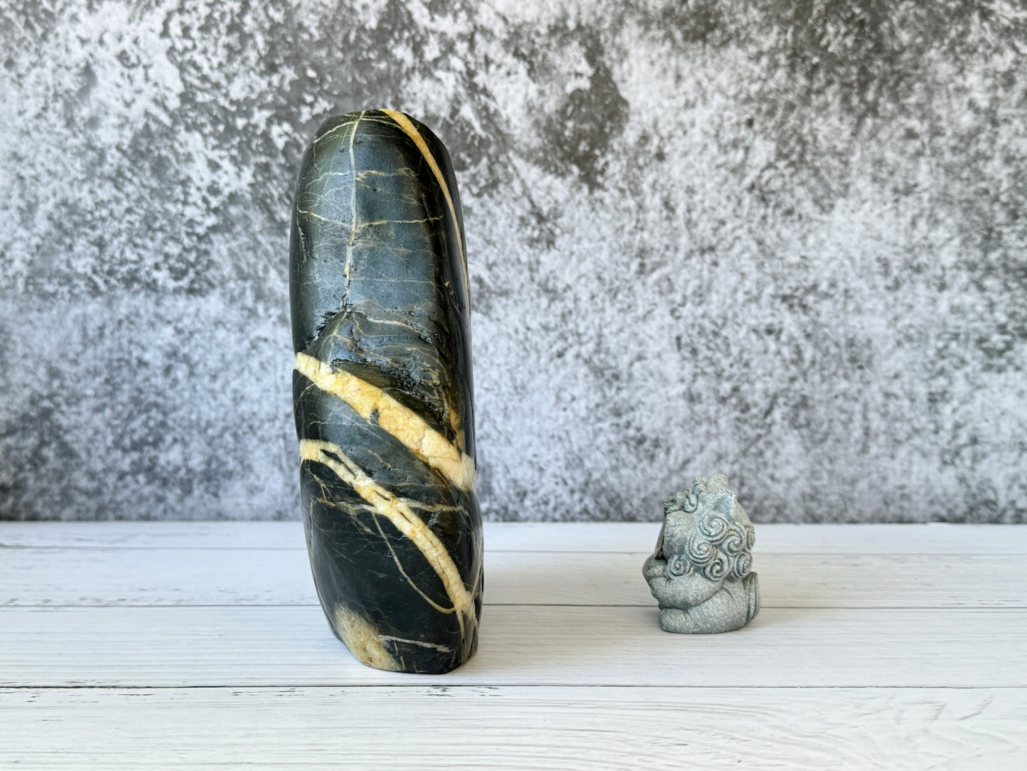 "Golden Strata" - Handmade Natural Riverstone Vase