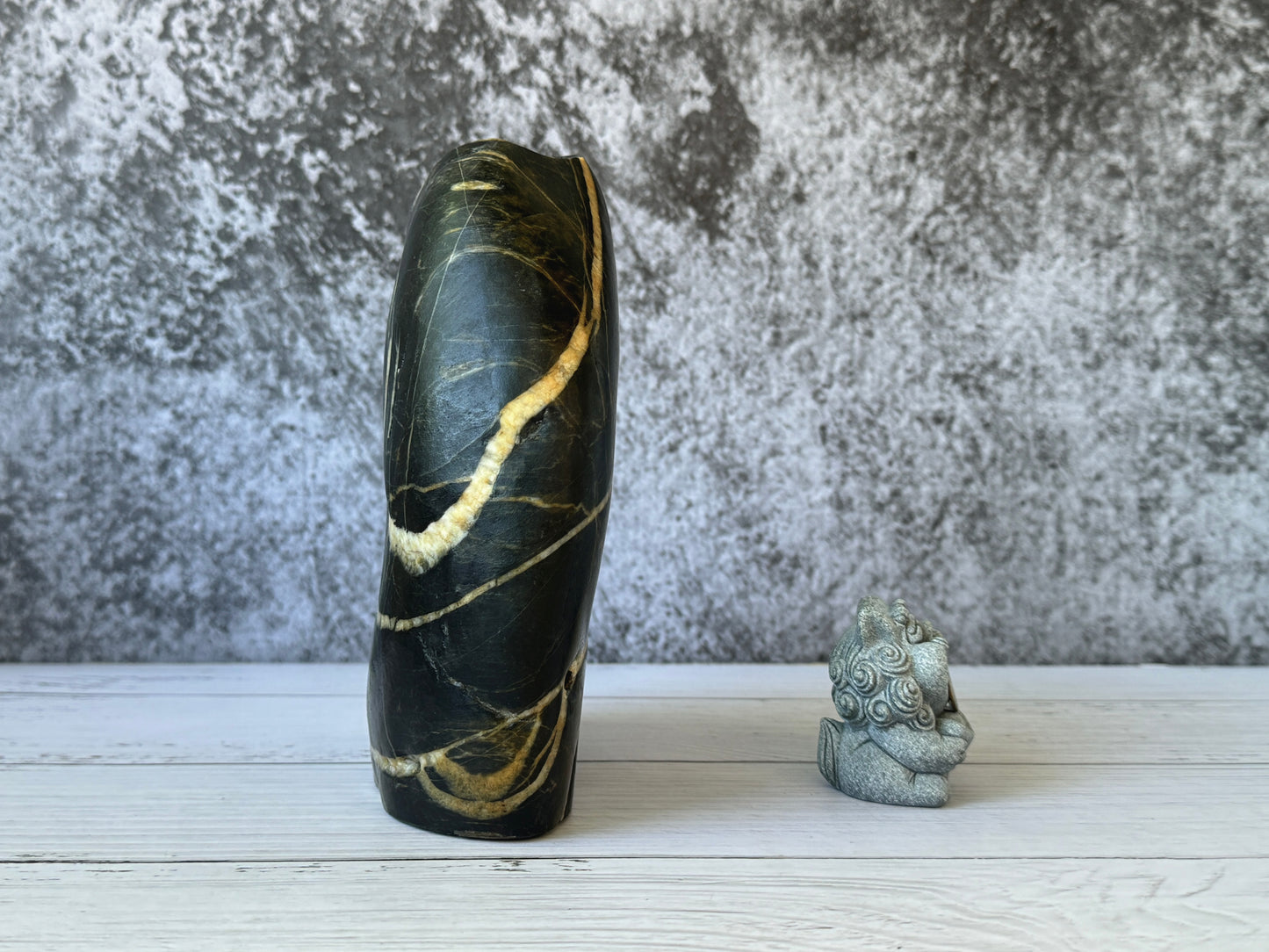 "Golden Strata" - Handmade Natural Riverstone Vase