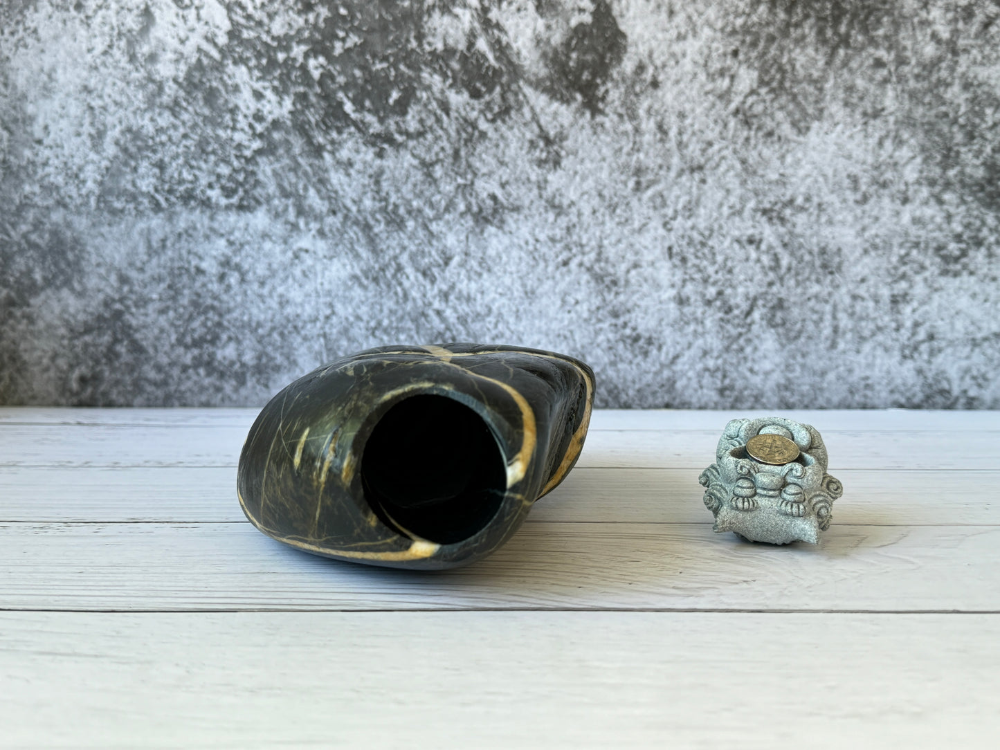 "Golden Strata" - Handmade Natural Riverstone Vase
