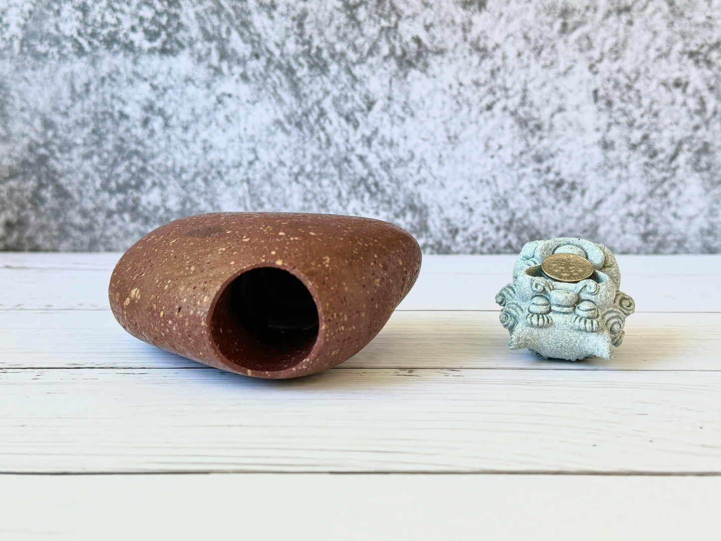 "Terra Cotta Dream" - Handmade Natural Riverstone Vase