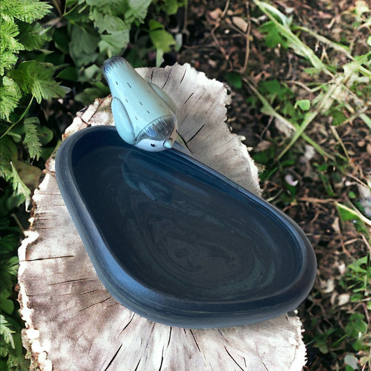 "Nocturnal Swirl" - Hand-carved stone bowl | Riverstone dish | Rock plate | Serving tray | Catch-all | Trinket tray | Birdbath