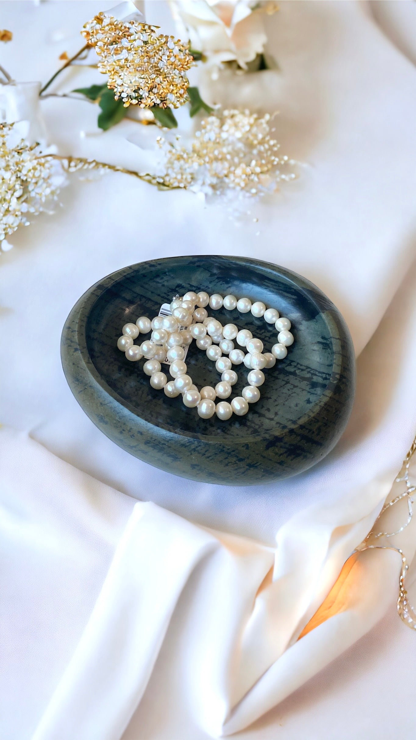 Forest Mirage - Handcrafted stone bowl | Riverstone dish | Rock plate | Serving tray | Catch-all | Trinket tray | Birdbath