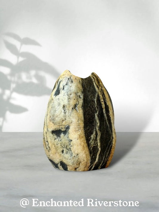 "Sunflower Seed" - Handmade Natural Riverstone Vase