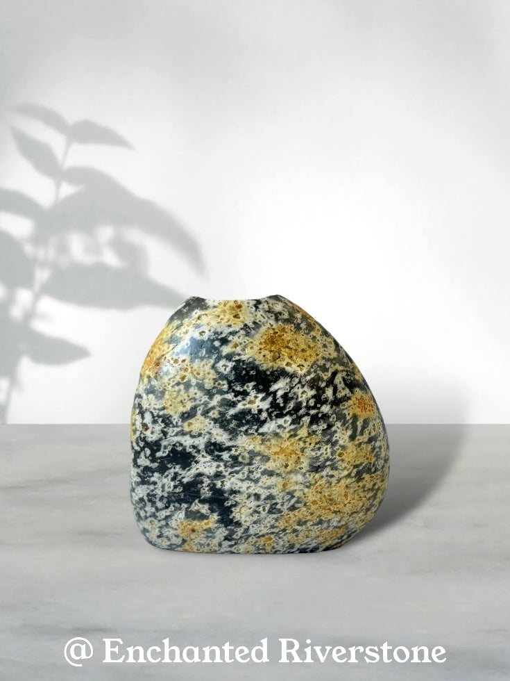 "Galactic Mosaic" - Handmade Natural Riverstone Vase | Bud vase | Rock art