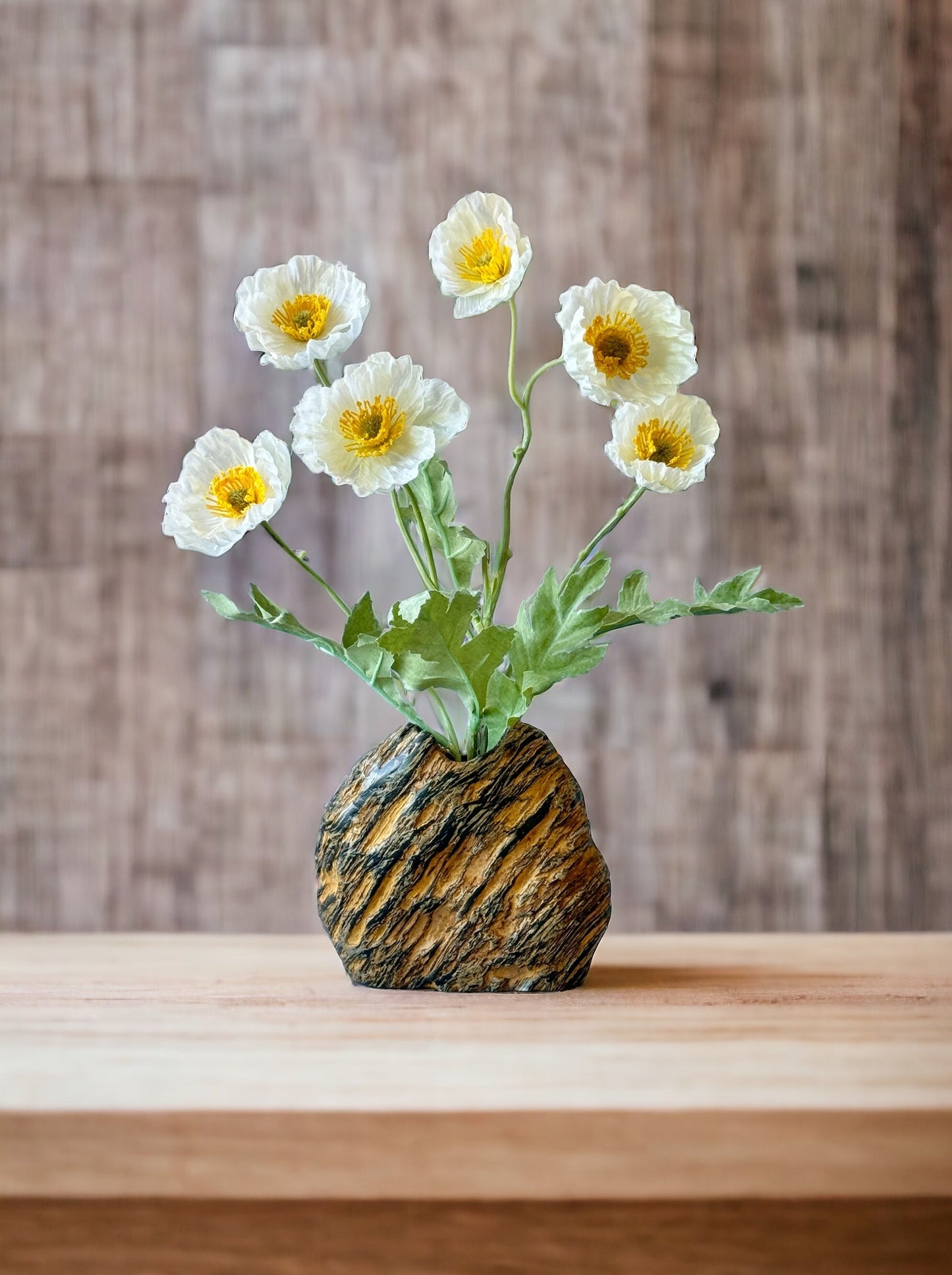 "Crouching Tiger" - Handmade Natural Riverstone Vase