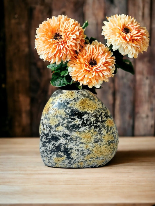 "Galactic Mosaic" - Handmade Natural Riverstone Vase | Bud vase | Rock art
