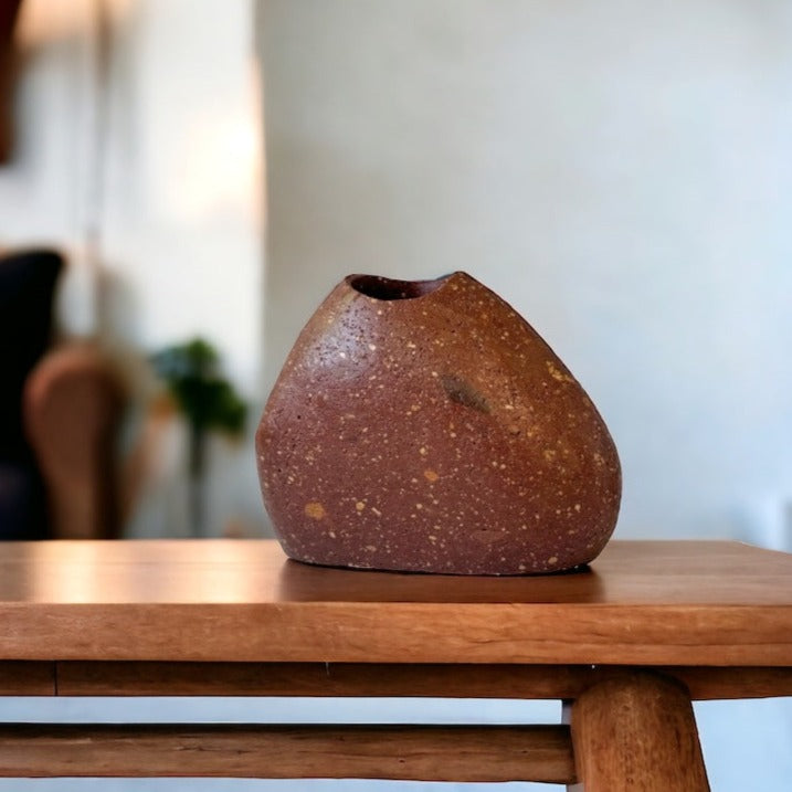 "Terra Cotta Dream" - Handmade Natural Riverstone Vase