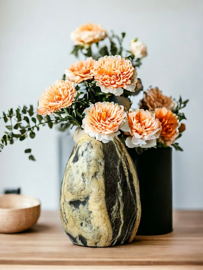 "Sunflower Seed" - Handmade Natural Riverstone Vase
